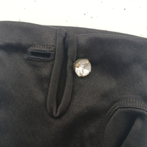 Vintage Western Germany Nylon Satin Black Rhinestone Buttoned Shortie Gloves - Picture 3 of 5